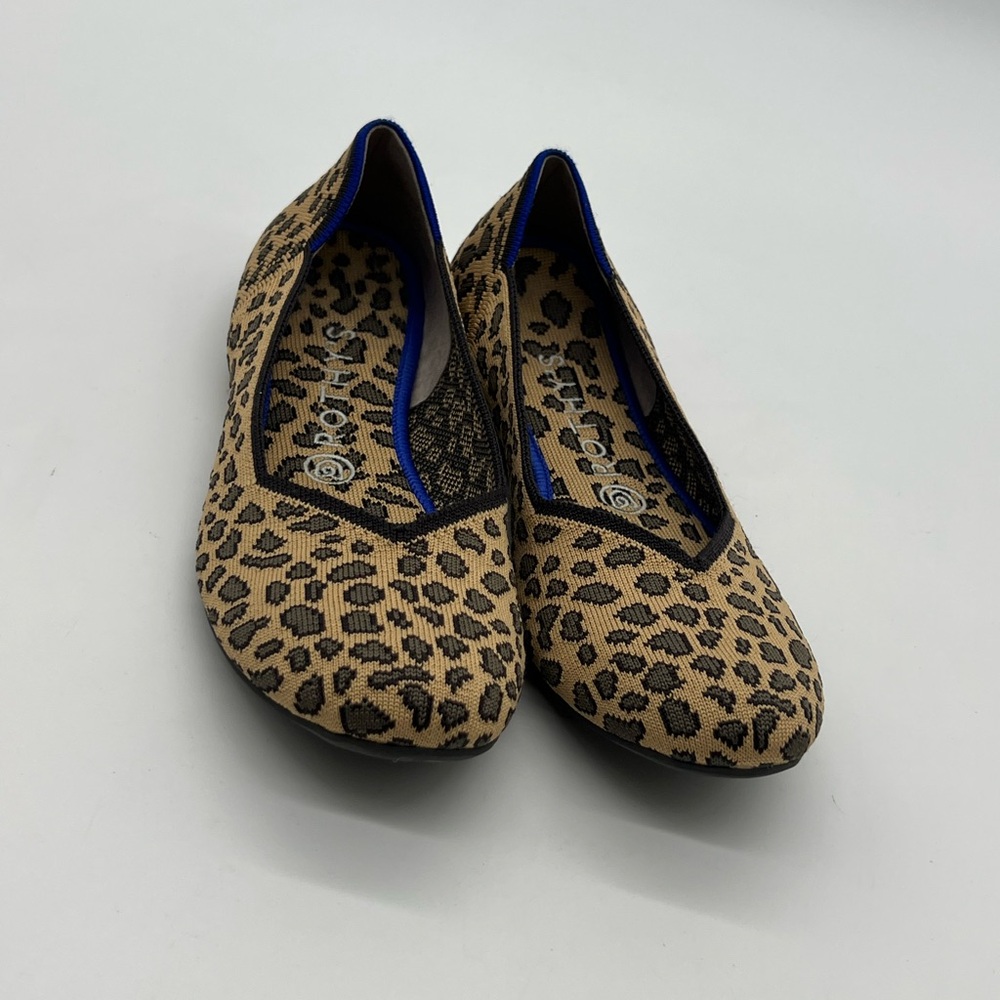 Rothy's Leopard Print Flats with Blue Trim